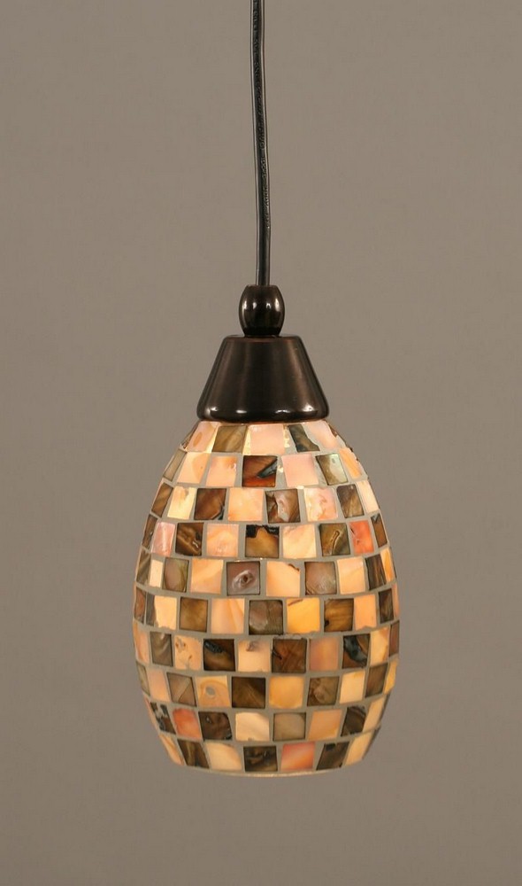 Toltec Lighting-22-BC-408-Any - 1 Light Mini Pendant-9 Inches Tall and 5 Inches Wide Black Copper Sea Haze Seashell Bronze Finish with Seashell Glass