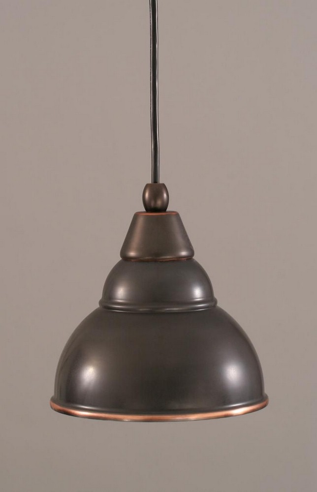 Toltec Lighting-22-BC-427-Any - 1 Light Mini Pendant-8 Inches Tall and 6 Inches Wide   Black Copper Finish with Bronze Double Bubble Metal Shade