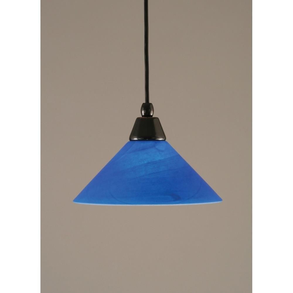 Toltec Lighting-22-BC-435-Any - 1 Light Mini Pendant-6.25 Inches Tall and 10 Inches Wide Black Copper Blue Italian Black Copper Finish with Blue Italian Glass