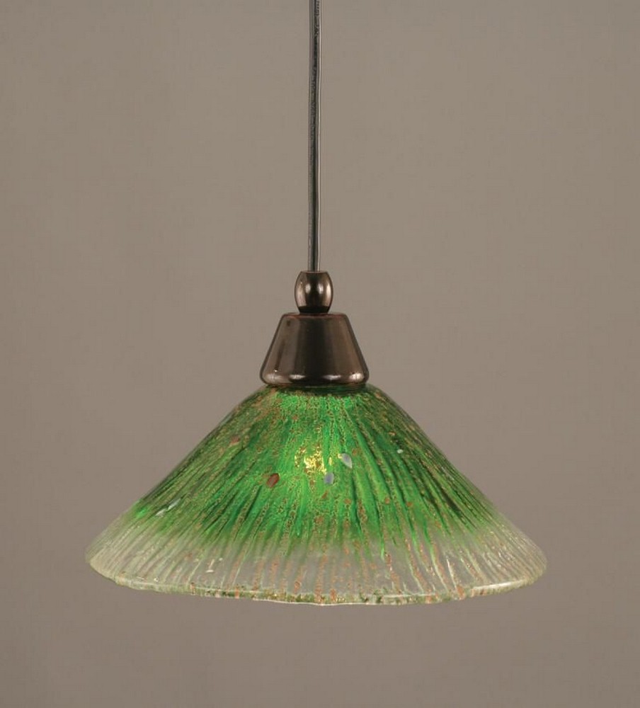 Toltec Lighting-22-BC-437-Any - 1 Light Mini Pendant-8 Inches Tall and 10 Inches Wide Black Copper Kiwi Green Crystal Brushed Nickel Finish with Kiwi Green Crystal Glass