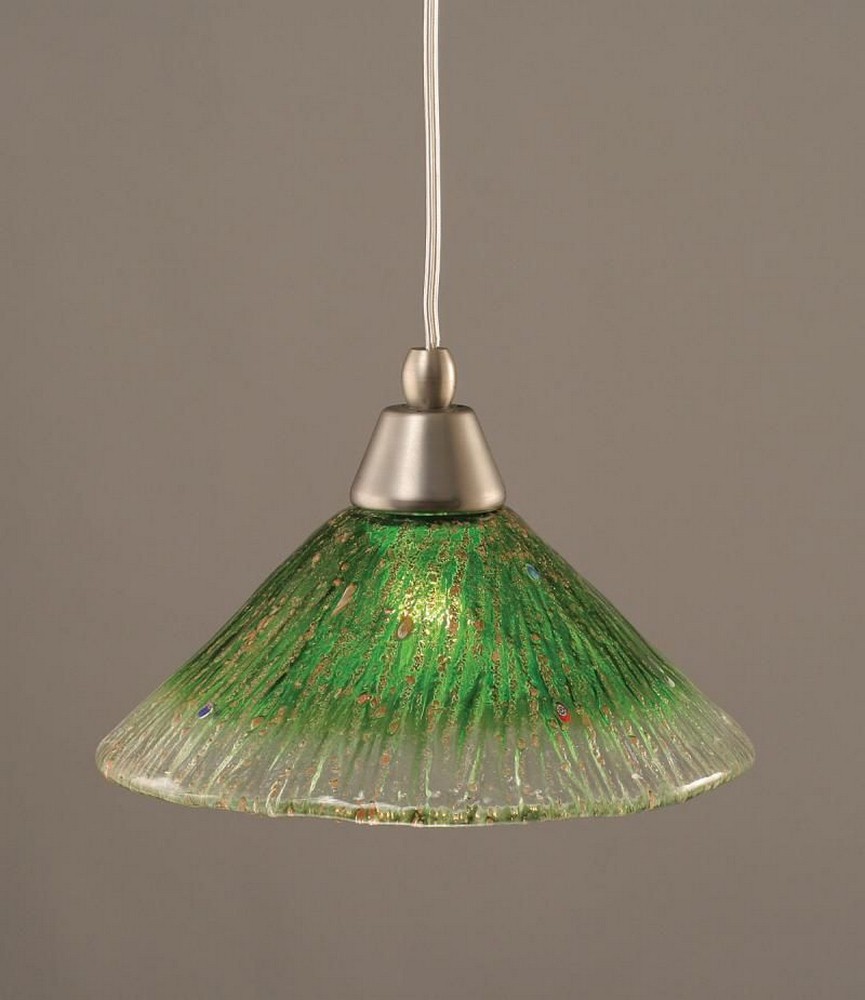 Toltec Lighting-22-BN-437-Any - 1 Light Mini Pendant-8 Inches Tall and 10 Inches Wide Brushed Nickel Kiwi Green Crystal Brushed Nickel Finish with Kiwi Green Crystal Glass