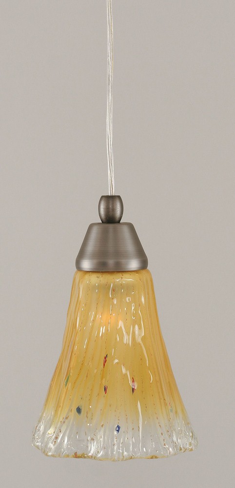 Toltec Lighting-22-BN-720-Any - 1 Light Mini Pendant-8.5 Inches Tall and 5.5 Inches Wide Brushed Nickel Amber Crystal Any - 1 Light Mini Pendant-8.5 Inches Tall and 5.5 Inches Wide