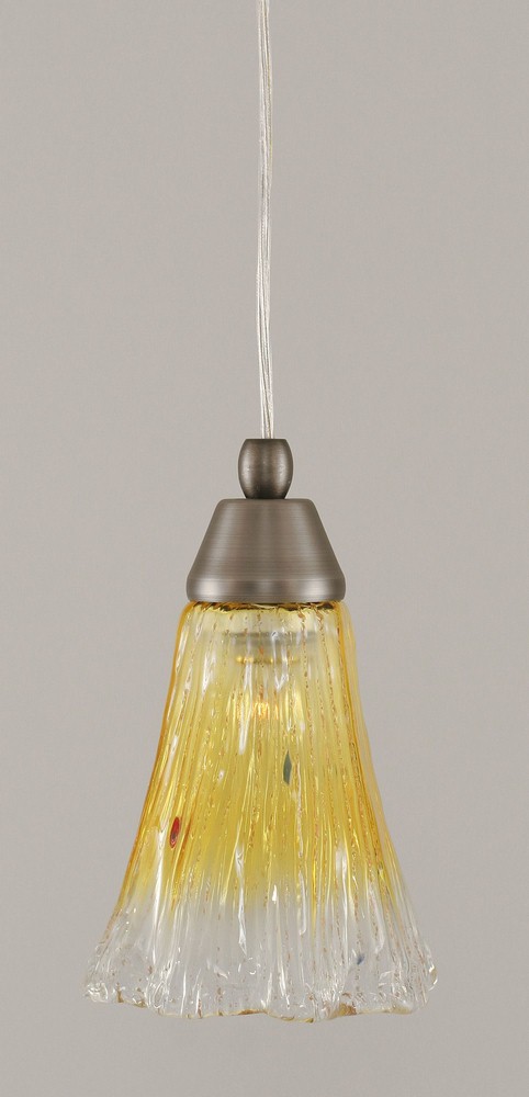 Toltec Lighting-22-BN-724-Any - 1 Light Mini Pendant-8.5 Inches Tall and 5.5 Inches Wide Brushed Nickel Gold Champagne Crystal Any - 1 Light Mini Pendant-8.5 Inches Tall and 5.5 Inches Wide