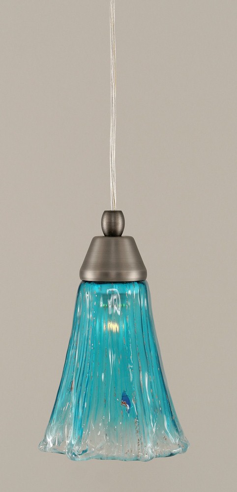 Toltec Lighting-22-BN-725-Any - 1 Light Mini Pendant-8.5 Inches Tall and 5.5 Inches Wide Brushed Nickel Teal Crystal Any - 1 Light Mini Pendant-8.5 Inches Tall and 5.5 Inches Wide