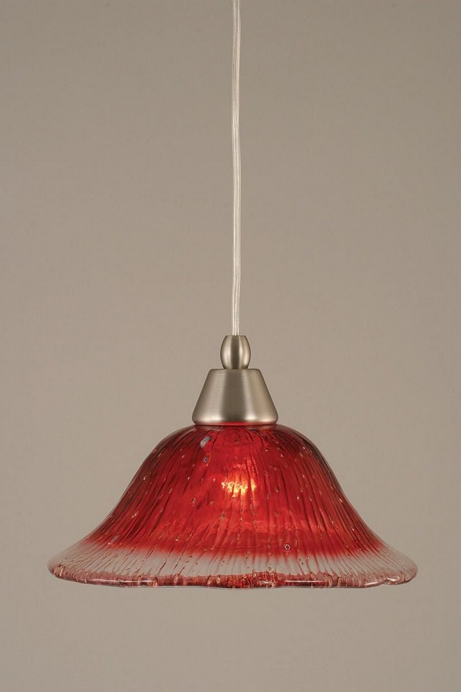 Toltec Lighting-22-BN-736-Any - 1 Light Mini Pendant-7 Inches Tall and 10 Inches Wide Brushed Nickel Raspberry Crystal Brushed Nickel Finish with Raspberry Crystal Glass