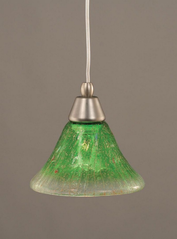 Toltec Lighting-22-BN-753-Any - 1 Light Mini Pendant-7.5 Inches Tall and 7 Inches Wide Brushed Nickel Kiwi Green Crystal Bronze Finish with Firre Saturn Glass