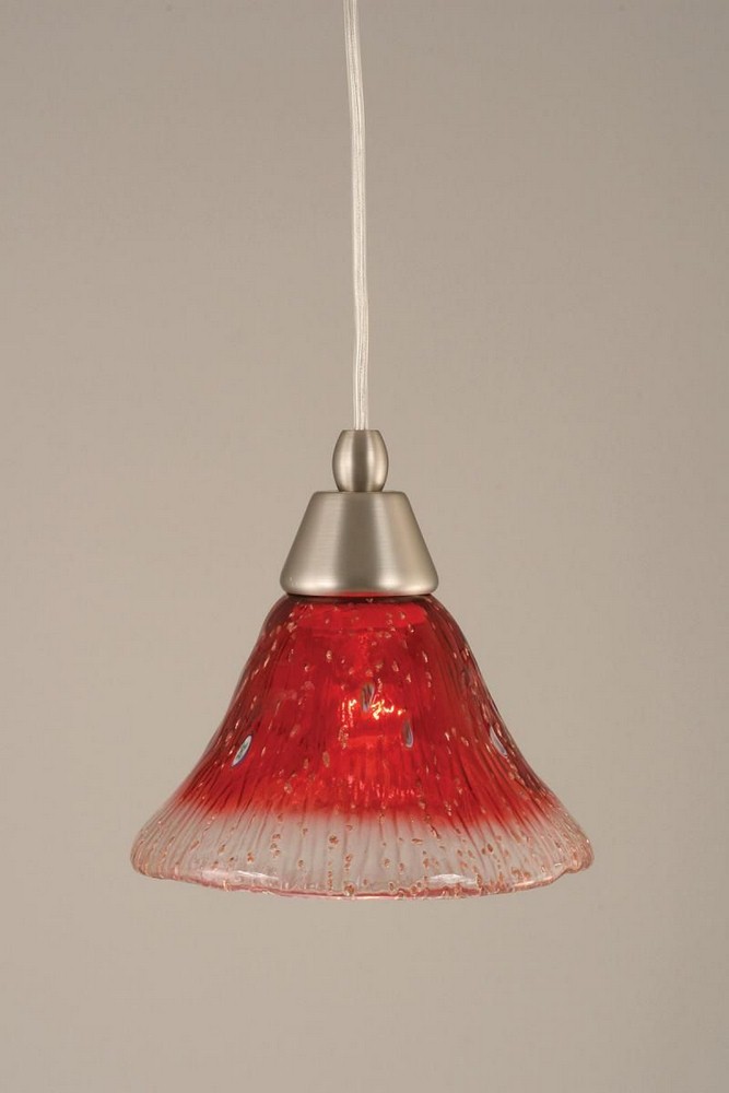 Toltec Lighting-22-BN-756-Any - 1 Light Mini Pendant-7.5 Inches Tall and 7 Inches Wide Brushed Nickel Raspberry Crystal Bronze Finish with Firre Saturn Glass