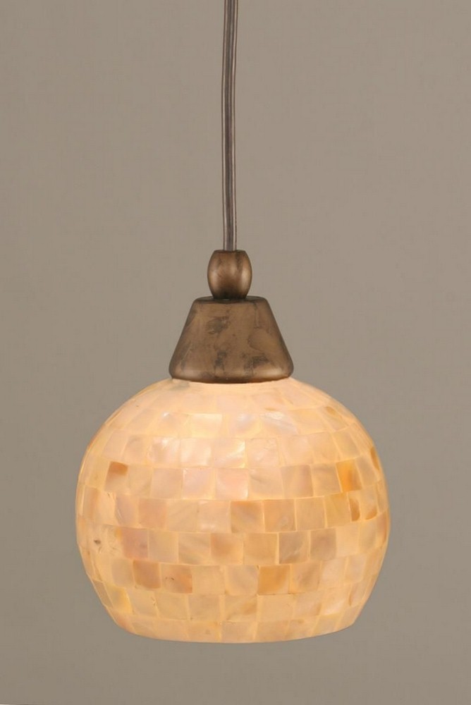 Toltec Lighting-22-BRZ-405-Any - 1 Light Mini Pendant-7.5 Inches Tall and 6 Inches Wide Bronze Sea Shell Bronze Finish with Seashell Glass