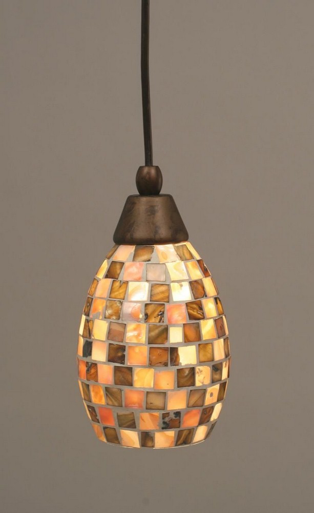 Toltec Lighting-22-BRZ-408-Any - 1 Light Mini Pendant-9 Inches Tall and 5 Inches Wide Bronze Sea Haze Seashell Bronze Finish with Seashell Glass