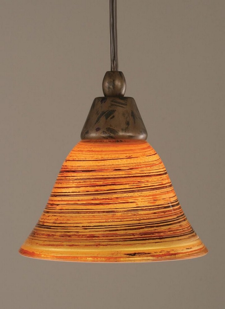 Toltec Lighting-22-BRZ-454-Any - 1 Light Mini Pendant-7.5 Inches Tall and 7 Inches Wide Bronze Firre Saturn Bronze Finish with Firre Saturn Glass