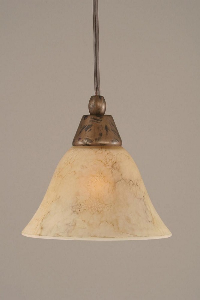 Toltec Lighting-22-BRZ-508-Any - 1 Light Mini Pendant-7.5 Inches Tall and 7 Inches Wide Bronze Italian Marble Bronze Finish with Firre Saturn Glass