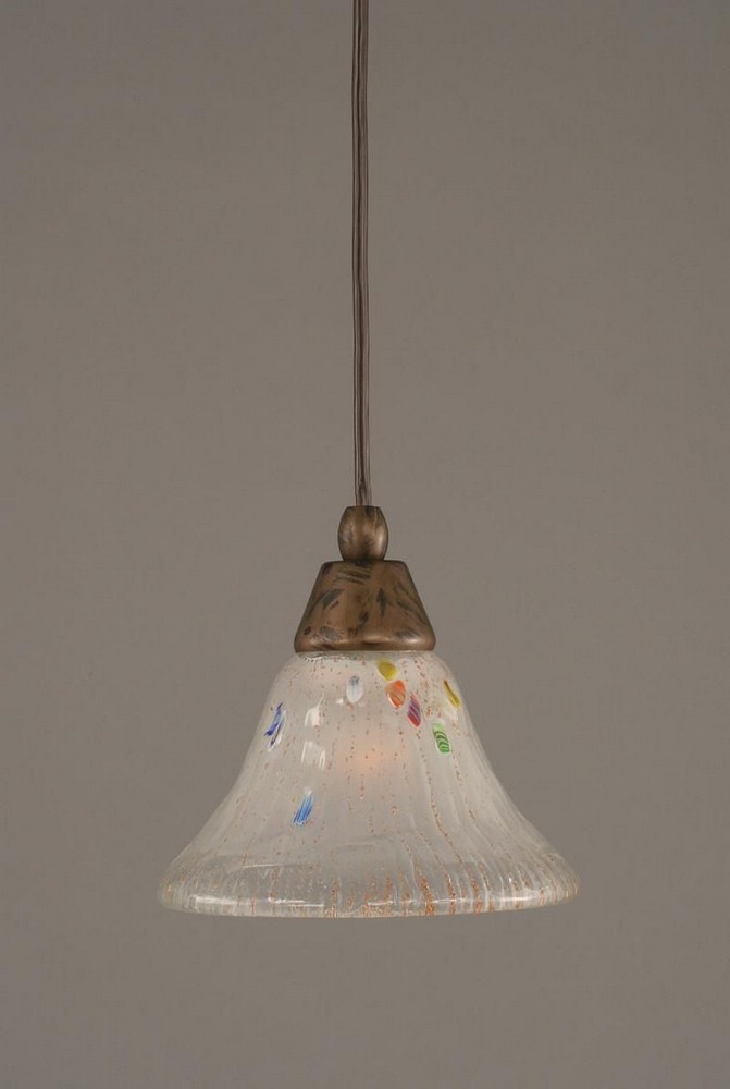 Toltec Lighting-22-BRZ-751-Any - 1 Light Mini Pendant-7.5 Inches Tall and 7 Inches Wide Bronze Frosted Crystal Bronze Finish with Firre Saturn Glass