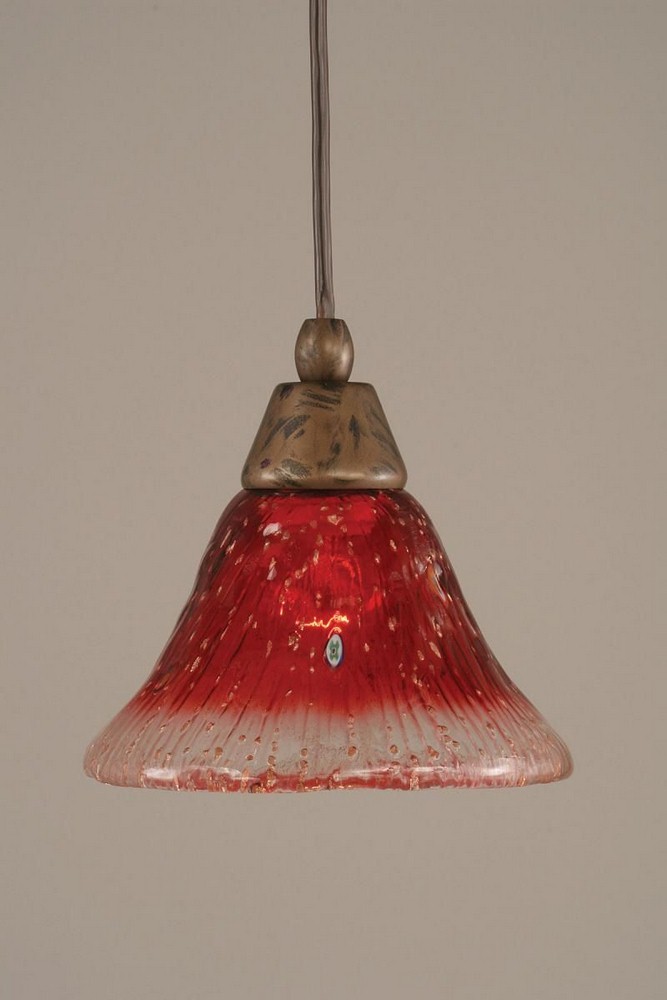 Toltec Lighting-22-BRZ-756-Any - 1 Light Mini Pendant-7.5 Inches Tall and 7 Inches Wide Bronze Raspberry Crystal Bronze Finish with Firre Saturn Glass