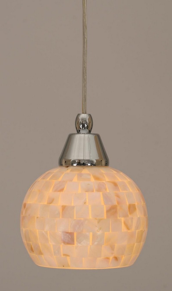 Toltec Lighting-22-CH-405-Any - 1 Light Mini Pendant-7.5 Inches Tall and 6 Inches Wide Chrome Mystic Seashell Bronze Finish with Seashell Glass