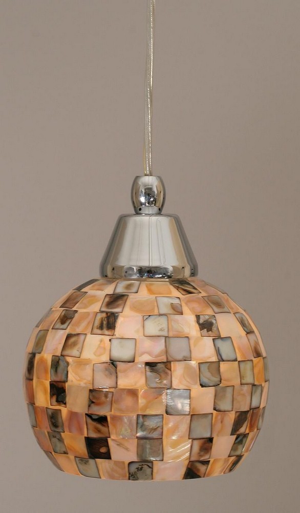 Toltec Lighting-22-CH-407-Any - 1 Light Mini Pendant-7.5 Inches Tall and 6 Inches Wide Chrome Sea Mist Seashell Bronze Finish with Seashell Glass