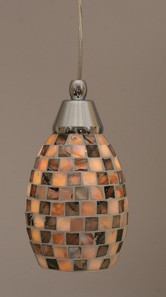 Toltec Lighting-22-CH-408-Any - 1 Light Mini Pendant-9 Inches Tall and 5 Inches Wide Chrome Sea Haze Seashell Bronze Finish with Seashell Glass