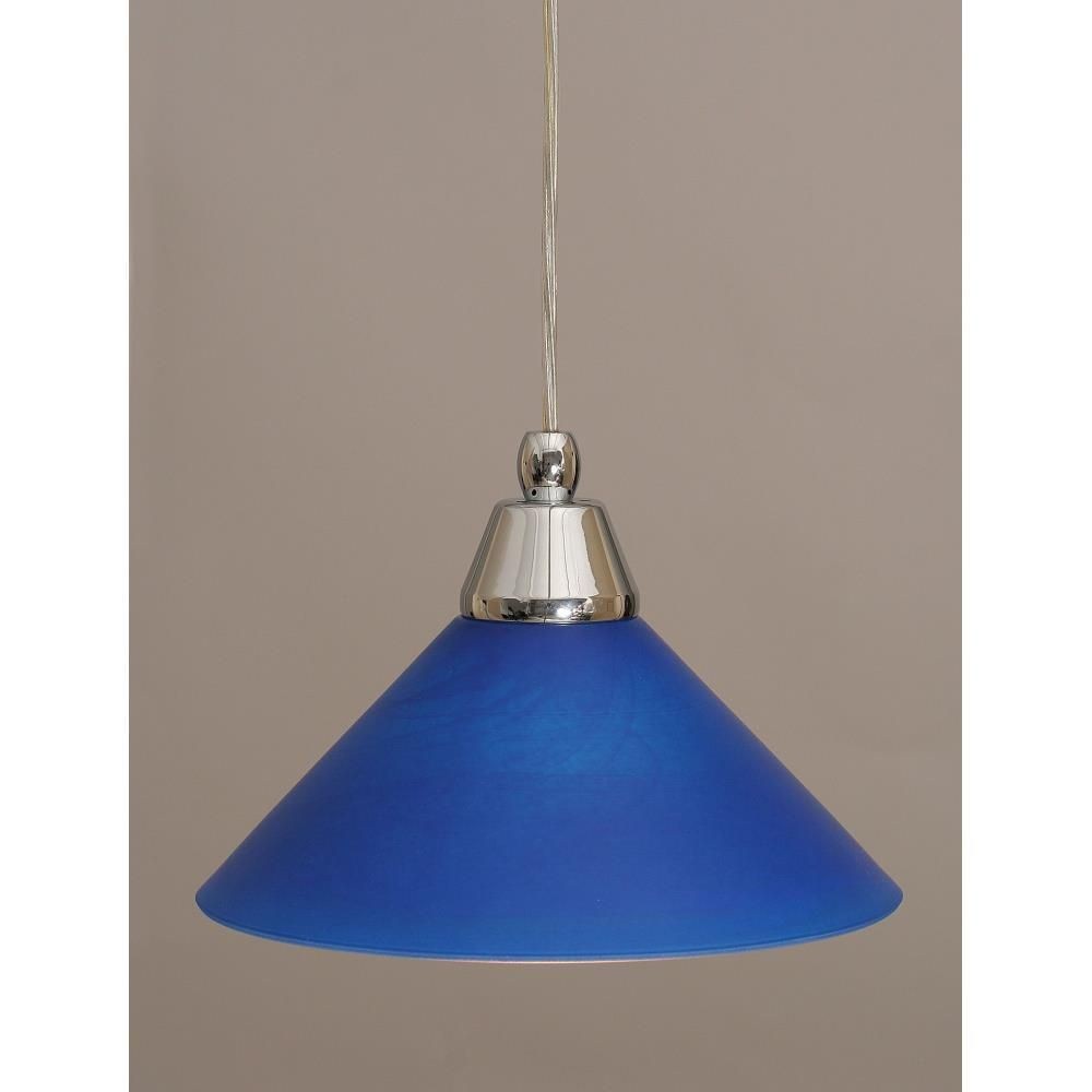 Toltec Lighting-22-CH-435-Any - 1 Light Mini Pendant-6.25 Inches Tall and 10 Inches Wide Chrome Blue Italian Black Copper Finish with Blue Italian Glass