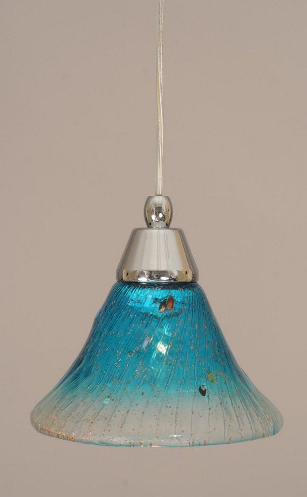 Toltec Lighting-22-CH-458-Any - 1 Light Mini Pendant-6.75 Inches Tall and 7 Inches Wide Chrome Teal Crystal Brushed Nickel Finish with Italian Ice Glass