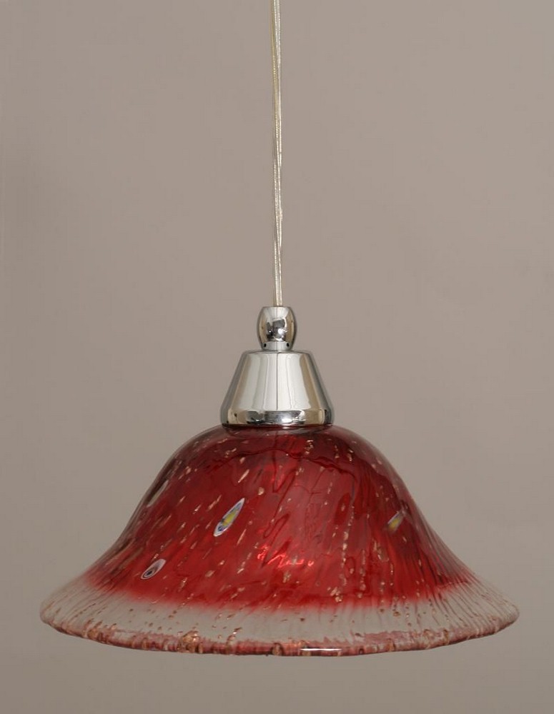 Toltec Lighting-22-CH-736-Any - 1 Light Mini Pendant-6.75 Inches Tall and 10 Inches Wide Chrome Raspberry Crystal Dark Granite Finish with White Marble Glass