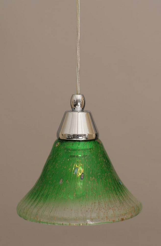 Toltec Lighting-22-CH-753-Any - 1 Light Mini Pendant-6.75 Inches Tall and 7 Inches Wide Chrome Kiwi Green Crystal Brushed Nickel Finish with Italian Ice Glass