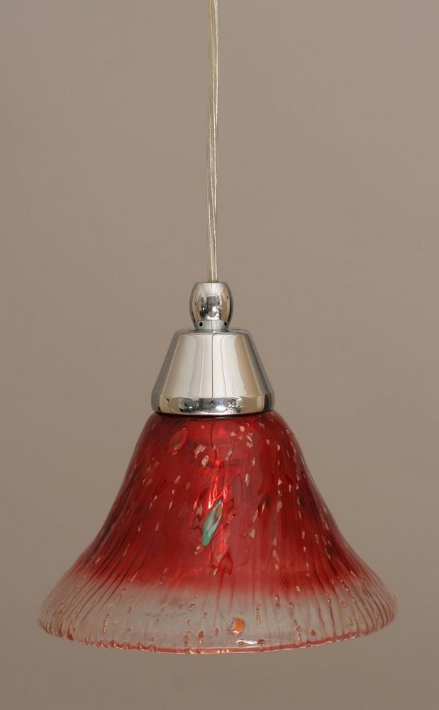 Toltec Lighting-22-CH-756-Any - 1 Light Mini Pendant-6.75 Inches Tall and 7 Inches Wide Chrome Raspberry Crystal Brushed Nickel Finish with Italian Ice Glass