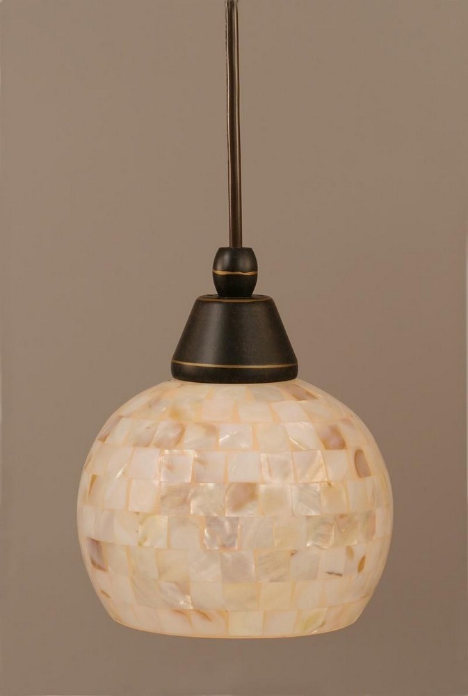 Toltec Lighting-22-DG-405-Any - 1 Light Mini Pendant-7.5 Inches Tall and 6 Inches Wide Dark Granite Mystic Seashell Bronze Finish with Seashell Glass