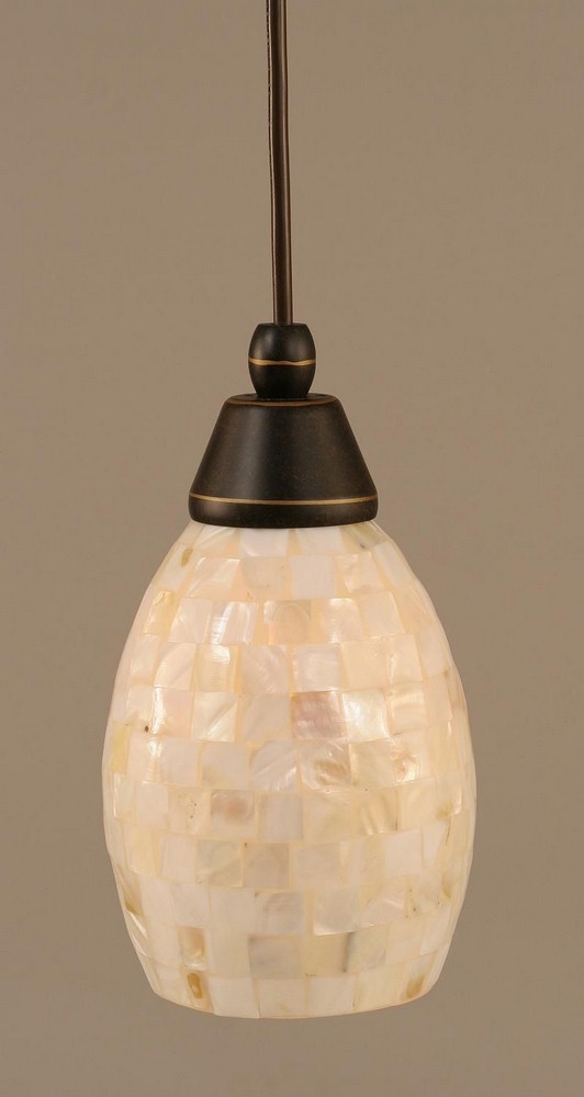 Toltec Lighting-22-DG-406-Any - 1 Light Mini Pendant-9 Inches Tall and 5 Inches Wide Dark Granite Ivory Seashell Bronze Finish with Seashell Glass