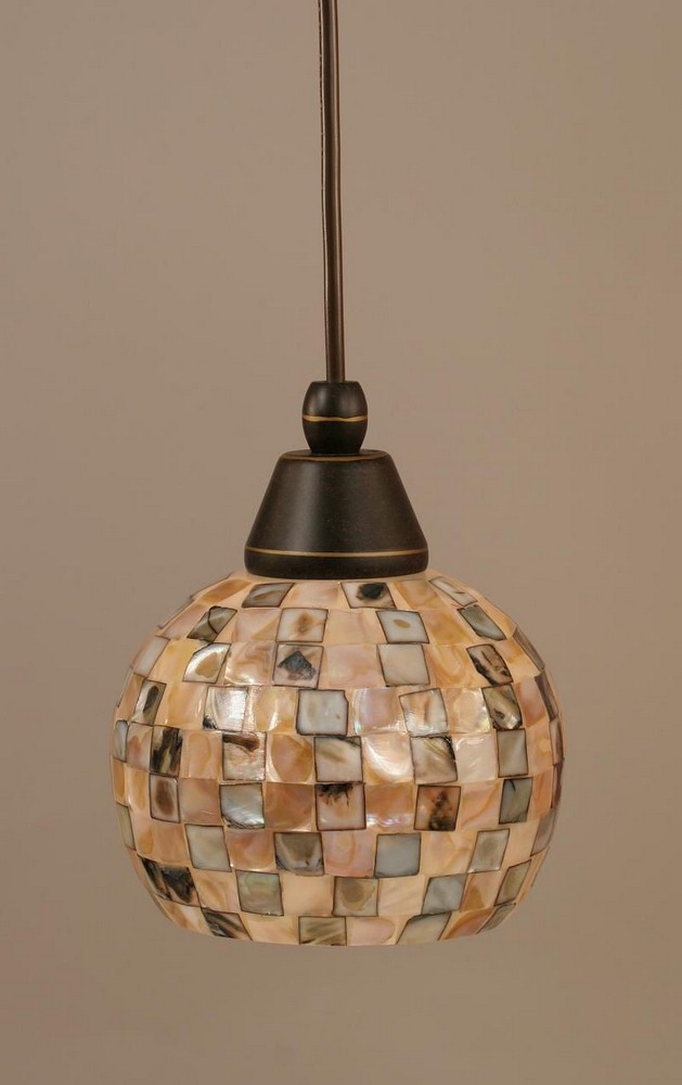 Toltec Lighting-22-DG-407-Any - 1 Light Mini Pendant-7.5 Inches Tall and 6 Inches Wide Dark Granite Sea Mist Seashell Bronze Finish with Seashell Glass