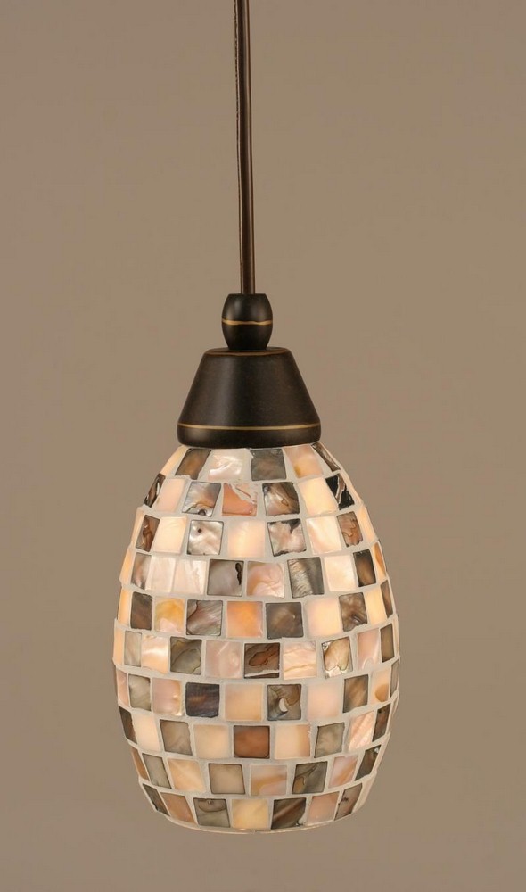 Toltec Lighting-22-DG-408-Any - 1 Light Mini Pendant-9 Inches Tall and 5 Inches Wide Dark Granite Sea Haze Seashell Bronze Finish with Seashell Glass