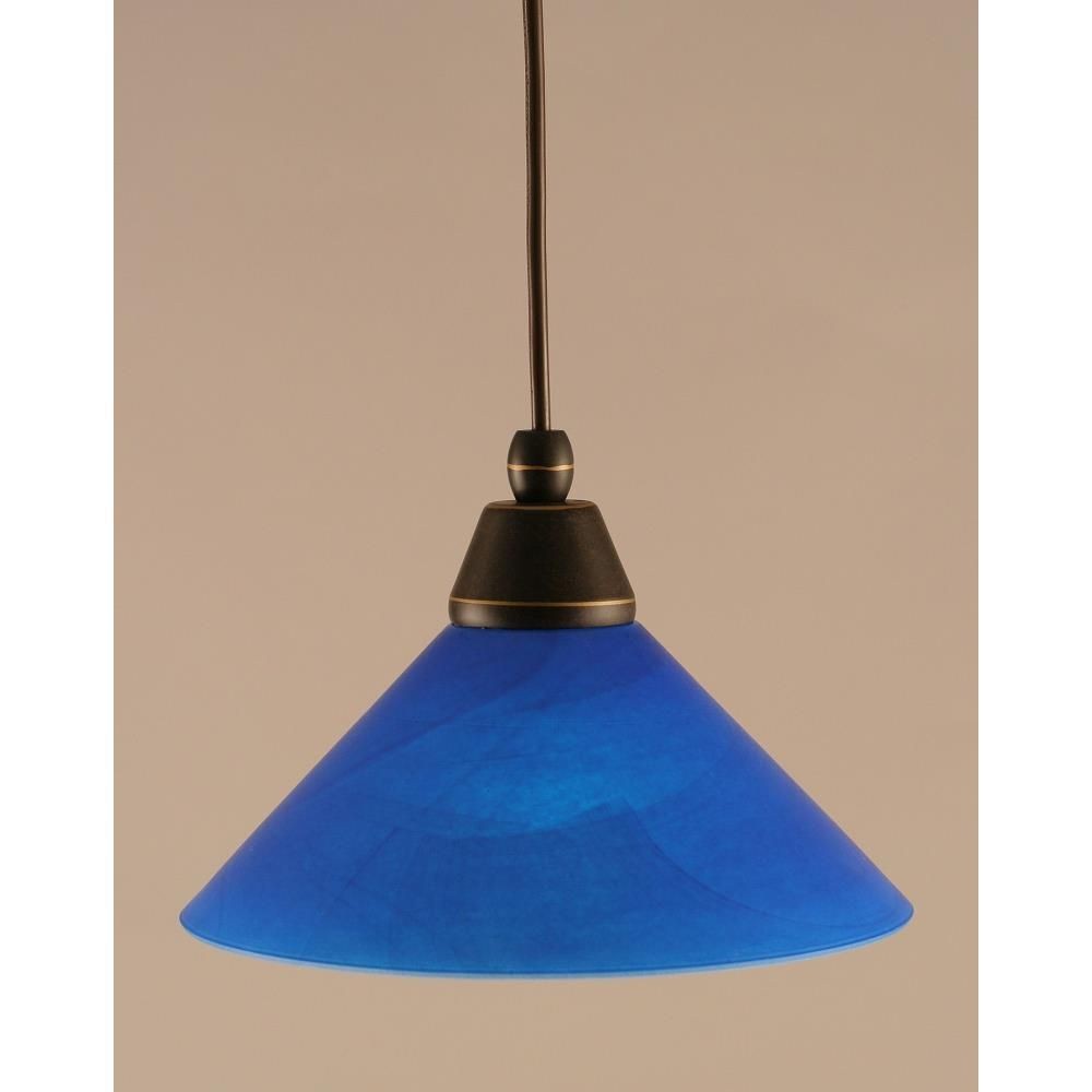 Toltec Lighting-22-DG-435-Any - 1 Light Mini Pendant-6.25 Inches Tall and 10 Inches Wide Dark Granite Blue Italian Black Copper Finish with Blue Italian Glass