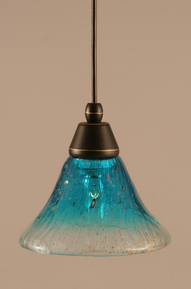 Toltec Lighting-22-DG-458-Any - 1 Light Mini Pendant-6.75 Inches Tall and 7 Inches Wide Dark Granite Teal Crystal Brushed Nickel Finish with Italian Ice Glass