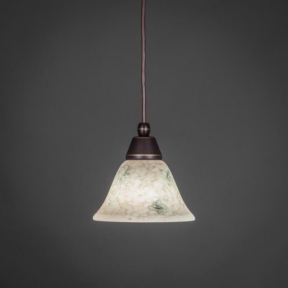 Toltec Lighting-22-DG-508-Any - 1 Light Mini Pendant-6.5 Inches Tall and 7 Inches Wide Dark Granite Italian Marble Brushed Nickel Finish with Frosted Crystal Glass