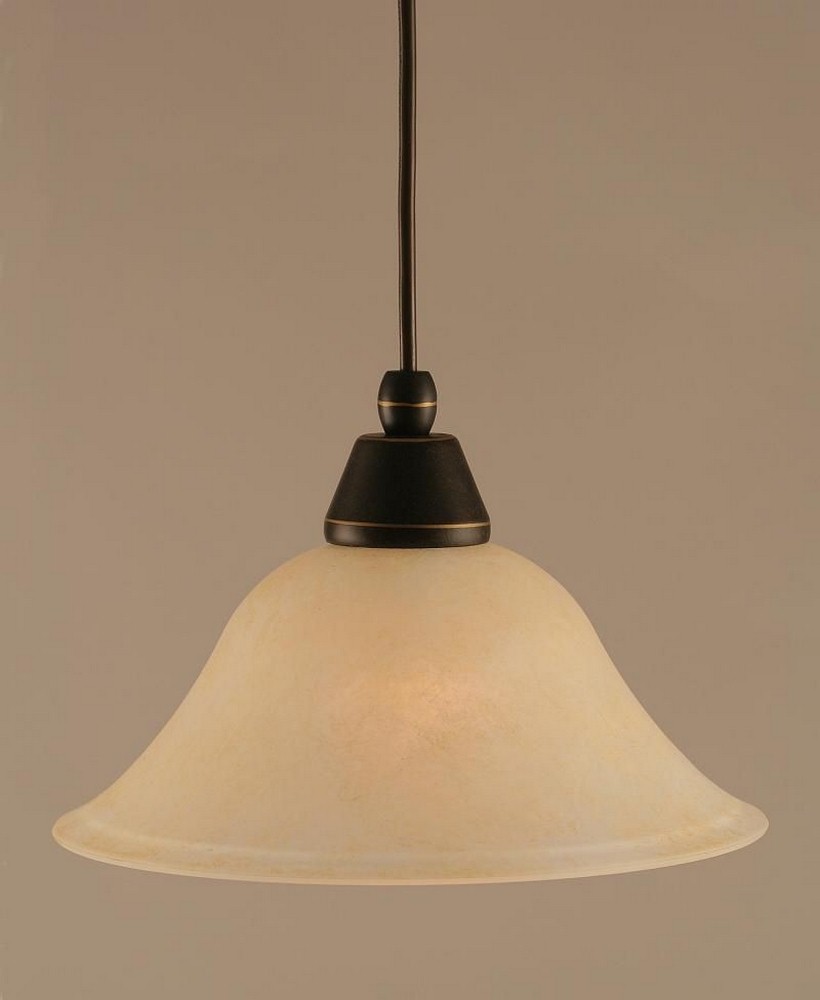 Toltec Lighting-22-DG-513-Any - 1 Light Mini Pendant-6.75 Inches Tall and 10 Inches Wide Dark Granite Amber Marble Dark Granite Finish with White Marble Glass