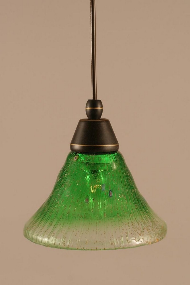 Toltec Lighting-22-DG-753-Any - 1 Light Mini Pendant-6.75 Inches Tall and 7 Inches Wide Dark Granite Kiwi Green Crystal Brushed Nickel Finish with Italian Ice Glass