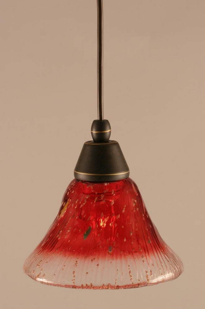 Toltec Lighting-22-DG-756-Any - 1 Light Mini Pendant-6.75 Inches Tall and 7 Inches Wide Dark Granite Raspberry Crystal Brushed Nickel Finish with Italian Ice Glass