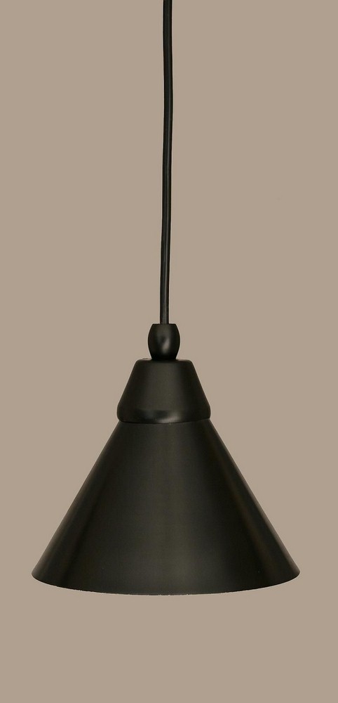 Toltec Lighting-22-MB-421-Any - 1 Light Mini Pendant-8.75 Inches Tall and 7 Inches Wide   Matte Black Finish with Brushed Nickel Cone Metal Shade