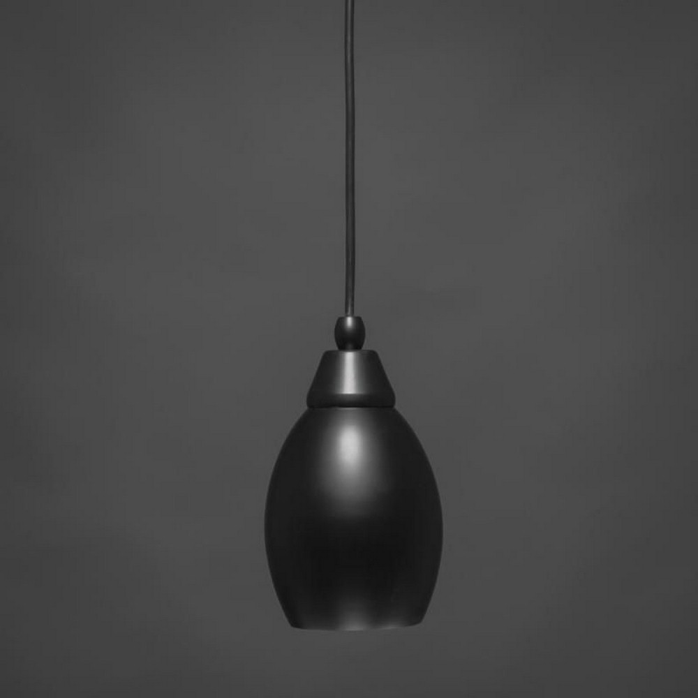 Toltec Lighting-22-MB-426-Any - 1 Light Mini Pendant-6.75 Inches Tall and 5 Inches Wide   Matte Black Finish with Brushed Nickel Oval Metal Shade