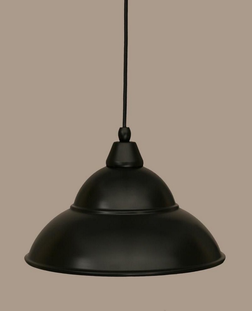 Toltec Lighting-22-MB-428-Any - 1 Light Mini Pendant-9 Inches Tall and 13 Inches Wide   Matte Black Finish with Brushed Nickel Double Bubble Metal Shade