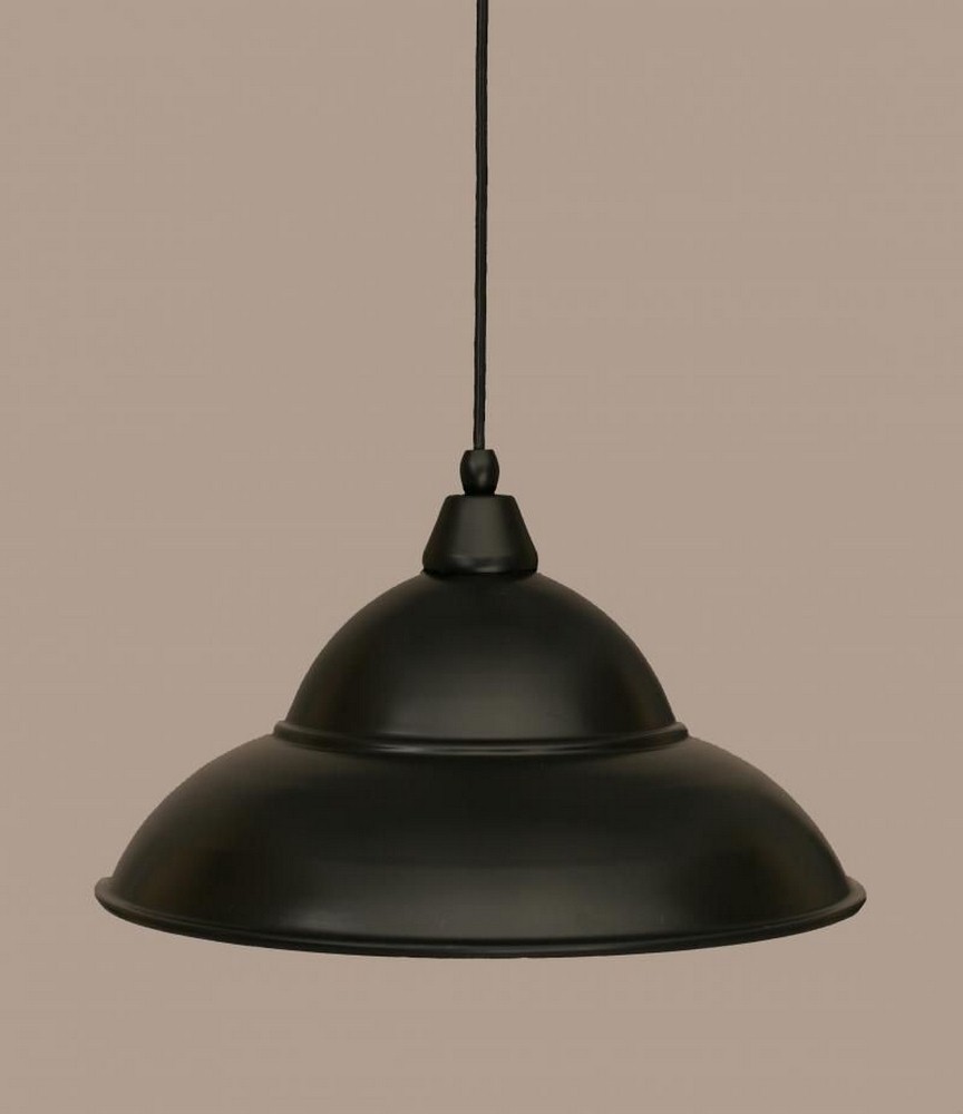 Toltec Lighting-22-MB-429-Any - 1 Light Mini Pendant-8.5 Inches Tall and 16 Inches Wide   Matte Black Finish with Brushed Nickel Double Bubble Metal Shade