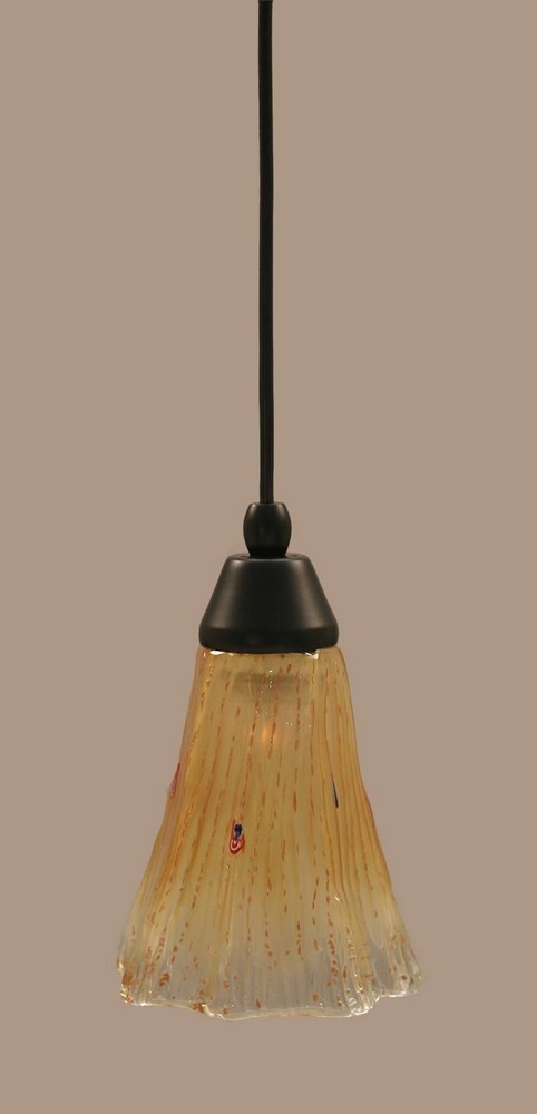 Toltec Lighting-22-MB-720-Any - 1 Light Mini Pendant-8.5 Inches Tall and 5.5 Inches Wide Matte Black Amber Crystal Any - 1 Light Mini Pendant-8.5 Inches Tall and 5.5 Inches Wide