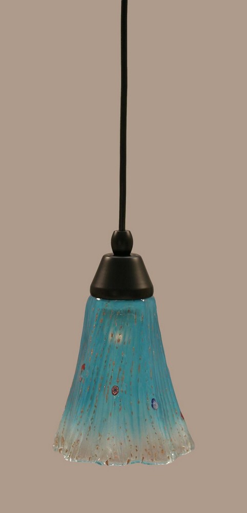 Toltec Lighting-22-MB-725-Any - 1 Light Mini Pendant-8.5 Inches Tall and 5.5 Inches Wide Matte Black Teal Crystal Any - 1 Light Mini Pendant-8.5 Inches Tall and 5.5 Inches Wide