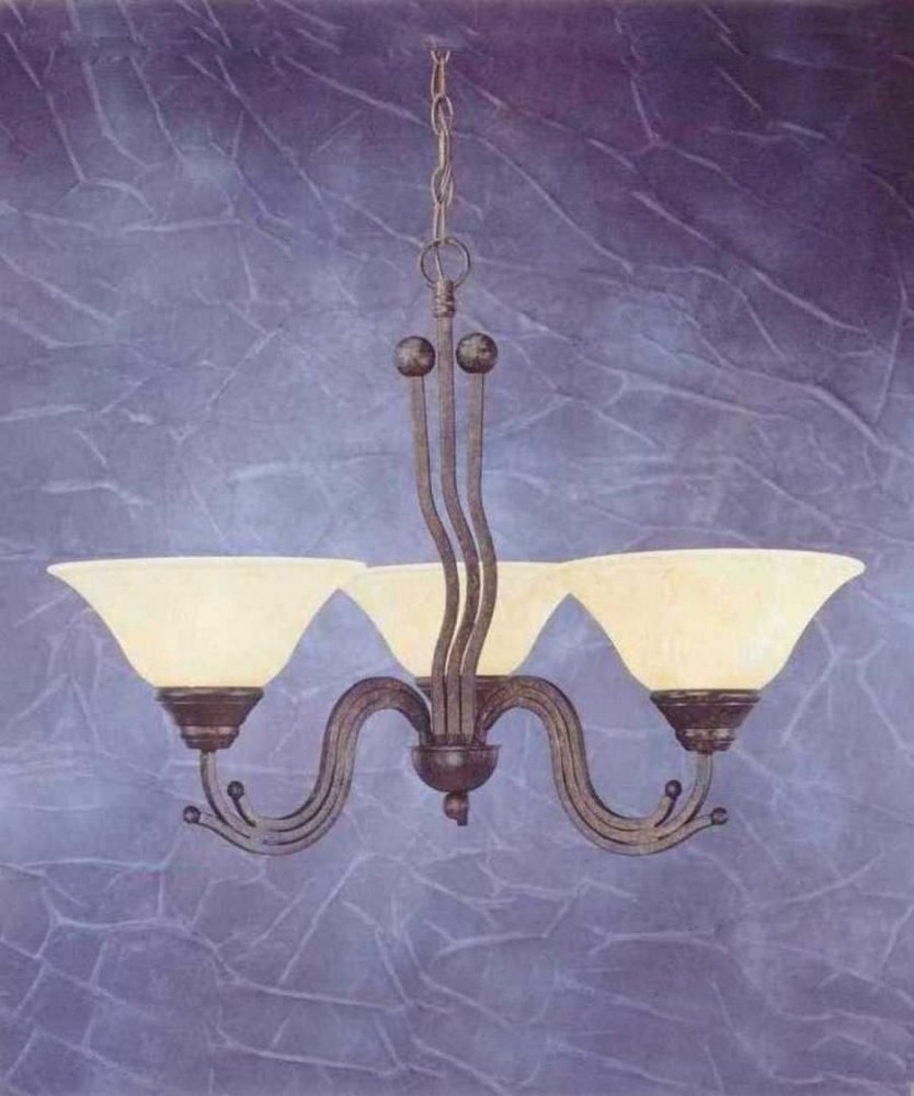 Toltec Lighting-223-BRZ-513-Wave-Three Light Chandelier-28.5 Inches Wide by 21 Inches High Bronze Amber Marble Wave-Three Light Chandelier-28.5 Inches Wide by 21 Inches High