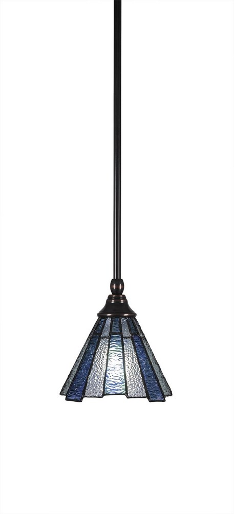 Toltec Lighting-23-BC-9325-Any - 1 Light Stem Mini Pendant With Hang Straight Swivel-7 Inches Tall and 7 Inches Wide Black Copper Sea Ice Art Any - 1 Light Stem Mini Pendant With Hang Straight Swivel-