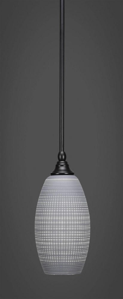 Toltec Lighting-23-MB-4042-Any-One Light Stem Mini Pendant-5.5 Inches Wide by 13.75 Inches High 5.5 Inch Tappered Cylinder Gray Matrix Glass  Matte Black Finish