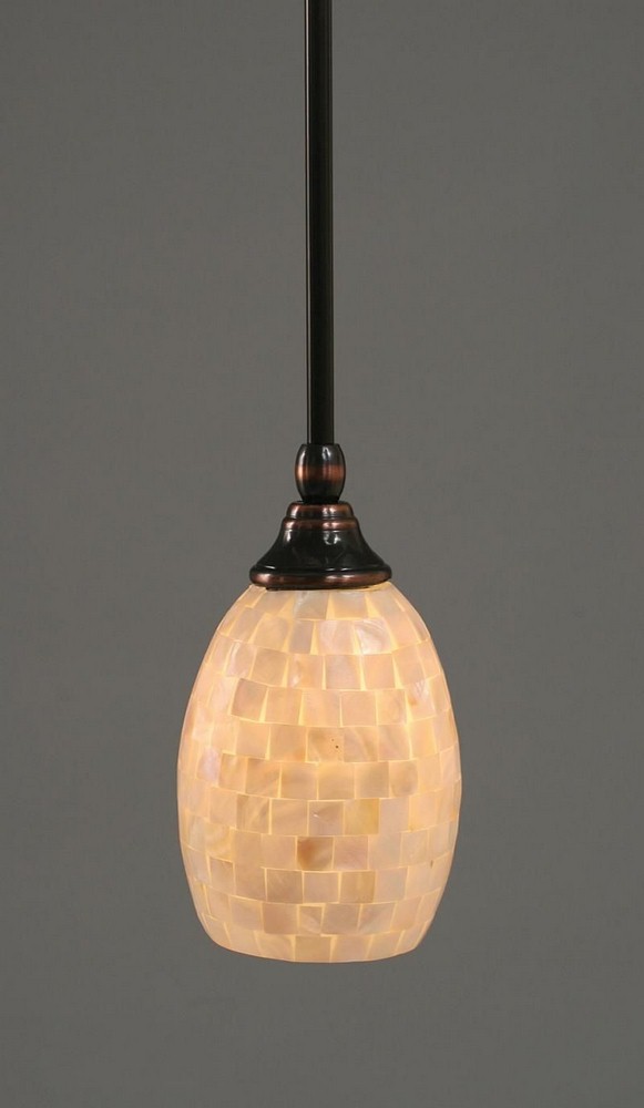 Toltec Lighting-23-BC-406-Any - 1 Light Stem Mini Pendant With Hang Straight Swivel-9 Inches Tall and 5 Inches Wide Black Copper Ivory Seashell Any - 1 Light Stem Mini Pendant With Hang Straight Swive