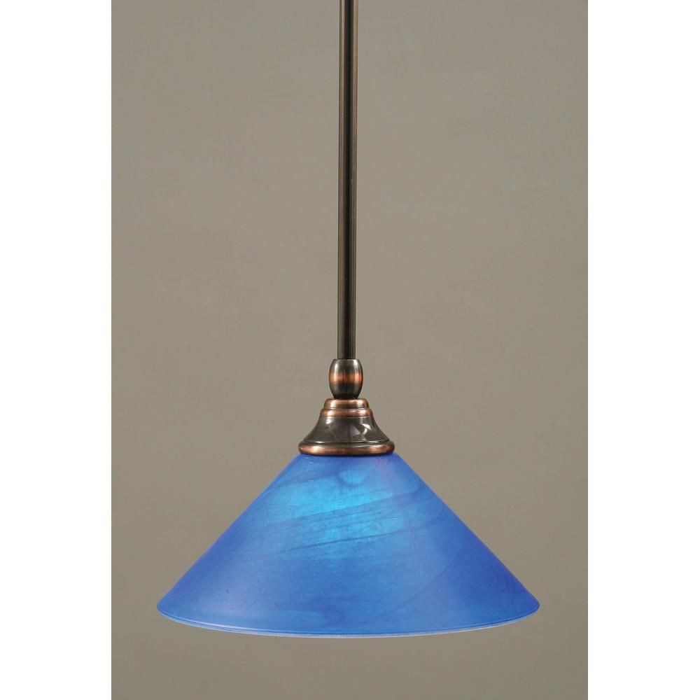 Toltec Lighting-23-BC-435-Any - 1 Light Stem Mini Pendant With Hang Straight Swivel-6.5 Inches Tall and 10 Inches Wide Black Copper Blue Italian Any - 1 Light Stem Mini Pendant With Hang Straight Swiv