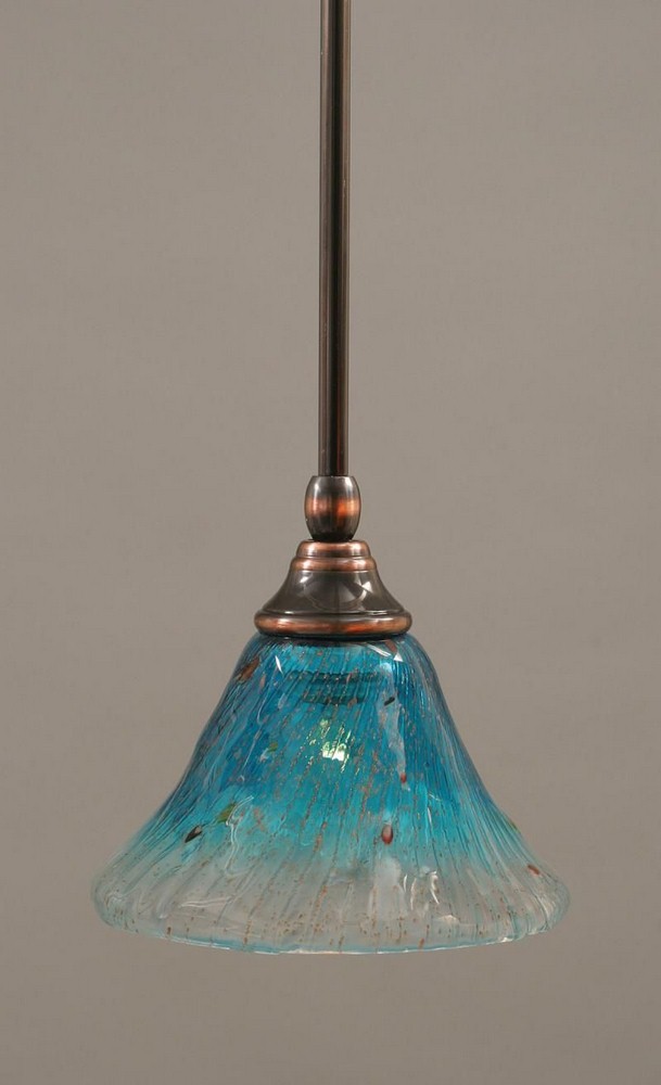 Toltec Lighting-23-BC-458-Any - 1 Light Stem Mini Pendant With Hang Straight Swivel-6.25 Inches Tall and 7 Inches Wide Black Copper Teal Crystal Any - 1 Light Stem Mini Pendant With Hang Straight Swiv