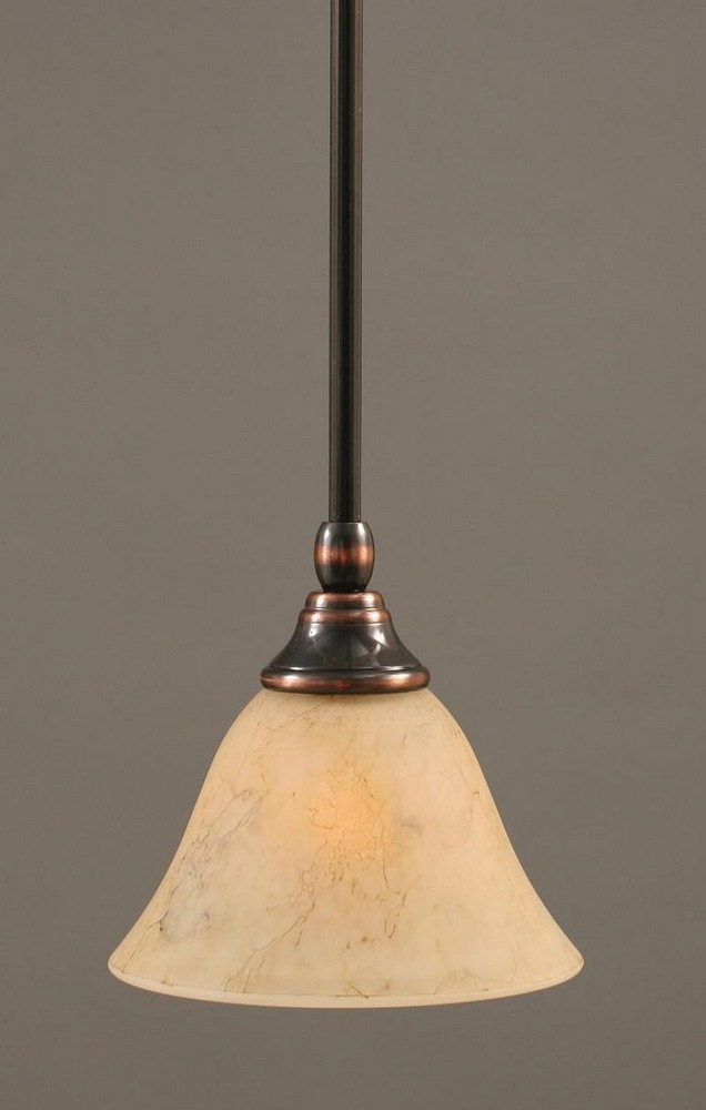 Toltec Lighting-23-BC-508-Any - 1 Light Stem Mini Pendant With Hang Straight Swivel-6.25 Inches Tall and 7 Inches Wide Black Copper Italian Marble Any - 1 Light Stem Mini Pendant With Hang Straight Sw