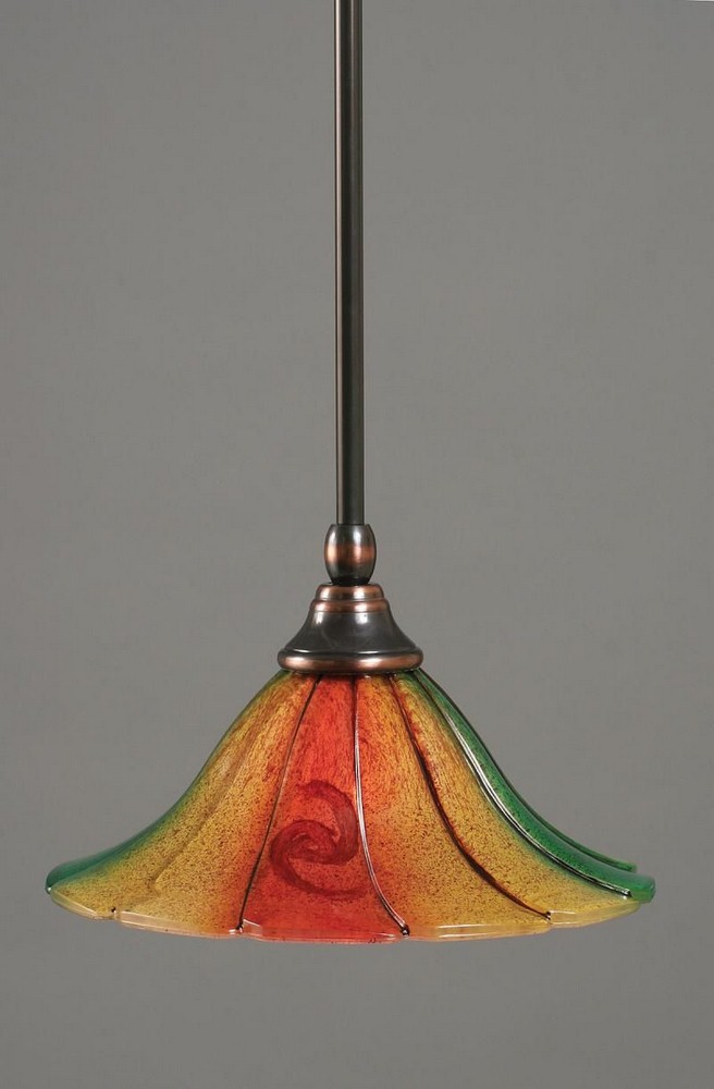 Toltec Lighting-23-BC-763-Any - 1 Light Stem Mini Pendant With Hang Straight Swivel-6.5 Inches Tall and 10 Inches Wide Black Copper Mardi Gras Any - 1 Light Stem Mini Pendant With Hang Straight Swivel