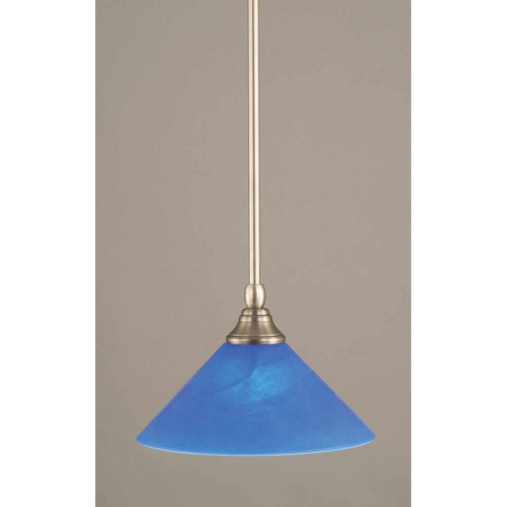 Toltec Lighting-23-BN-435-Any - 1 Light Stem Mini Pendant With Hang Straight Swivel-6.5 Inches Tall and 10 Inches Wide Brushed Nickel Blue Italian Any - 1 Light Stem Mini Pendant With Hang Straight Sw